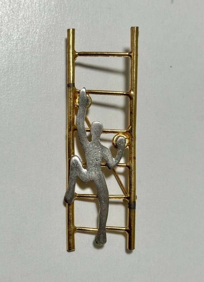 Vintage Modernist Nude Climbing Ladder Brooch Pin