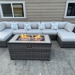 Brand New Outdoor Costco Sectional With Fire Pit FREE SAME DAY DELIVERY *