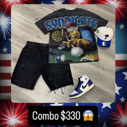 Mens Jeans Short T Shirt Brillo Shoes Hat 