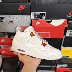 Jordan Metallic Orange 4s size 10 USED But Clean 