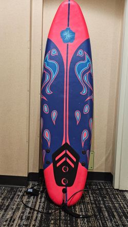 Soft Top Surfboard with Leash 6'