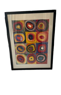 Framed Wassily Kandinsky 'Squares with Concentric Circles' Print - Modern Abstract Wall Art
