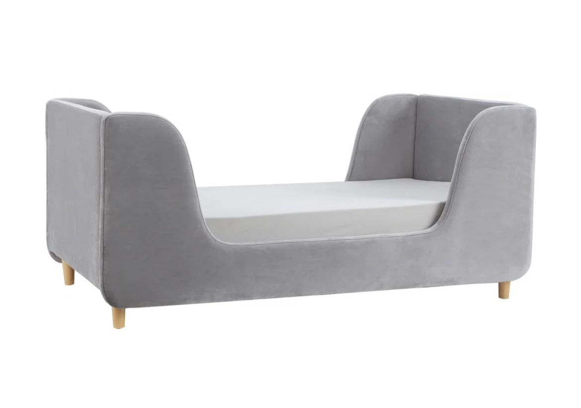 Toddler Bed - Modern Grey Upholstery