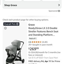 Graco Ready2Grow LX Double Stroller Benchseat/Standing Platform