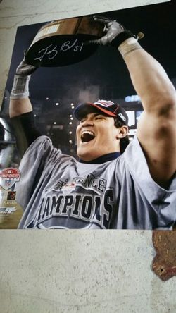 Signed New England Patriots Teddy Bruschi 16" × 20"