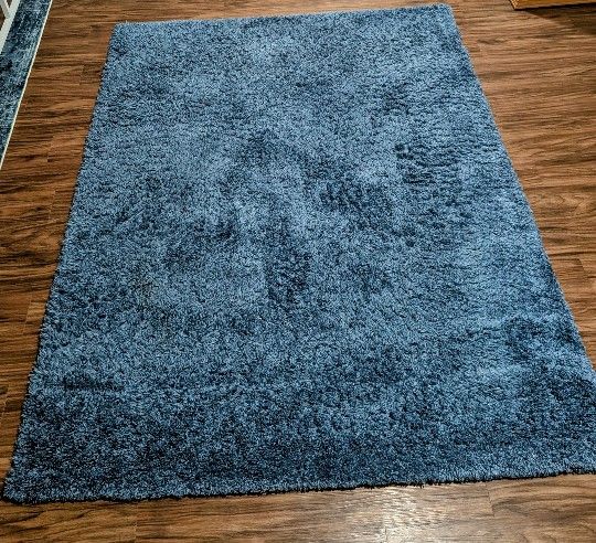 Soft Blue Shag Area Rug (5.5’ x 7’)