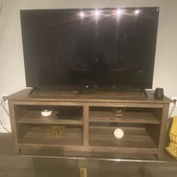 Warm Walnut TV Stand / Entertainment Center – Fits Up to 55” TV