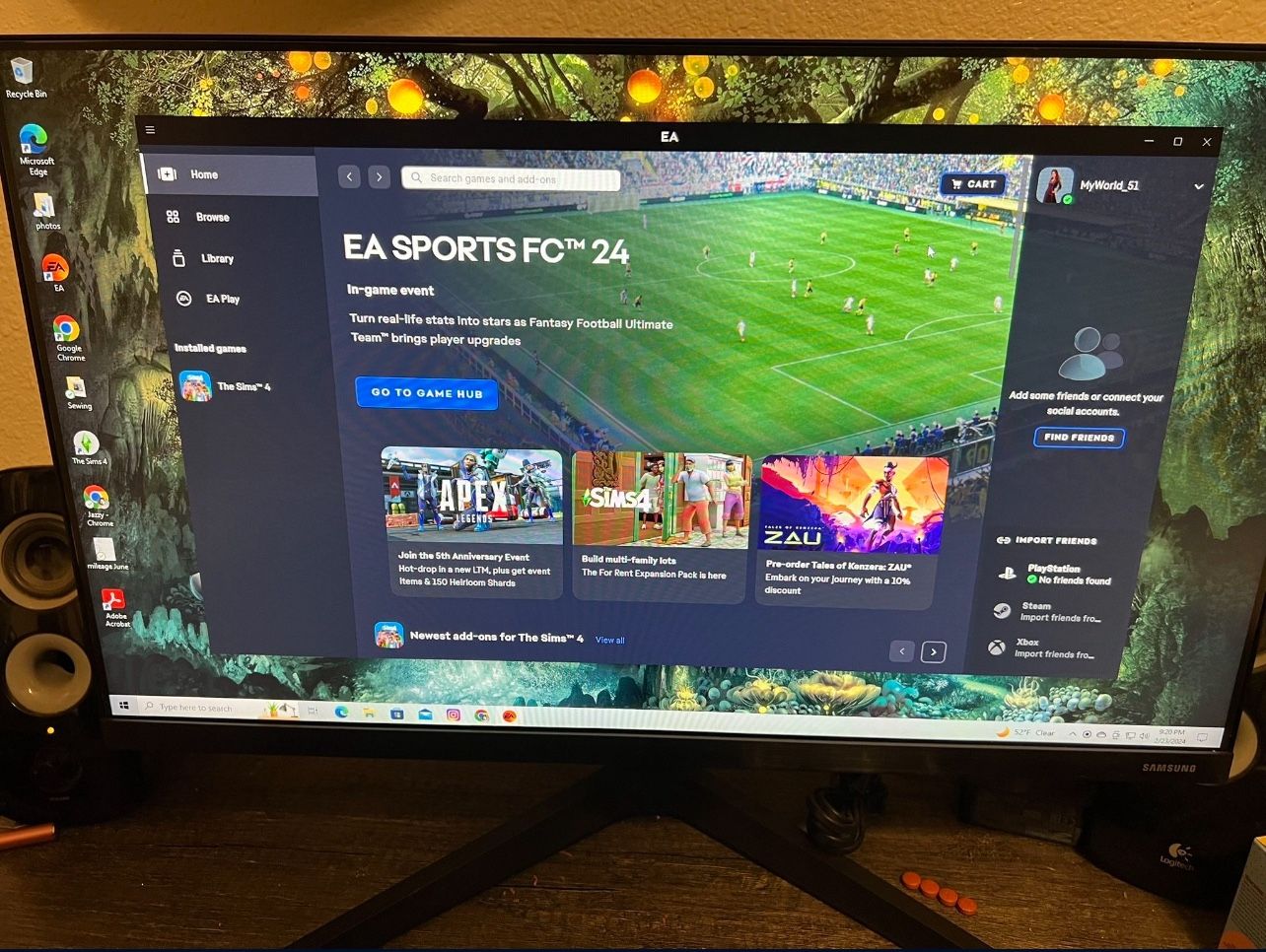 Samsung 24 Inch Computer Monitor And Custom 2008 Tower