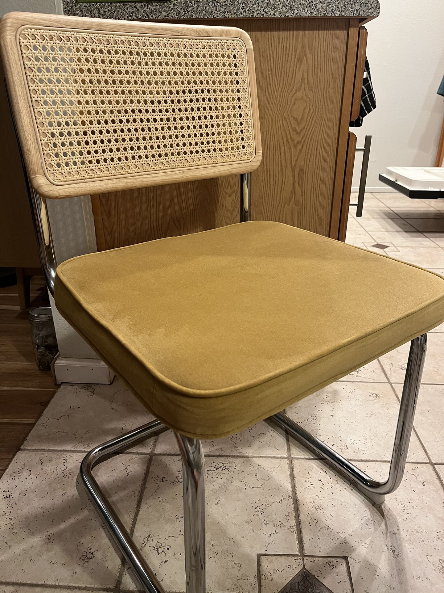 Yellow Velvet Upholstered Chairs (set of 4)