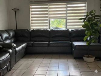Black Leather Sectional Sofa gray sectional