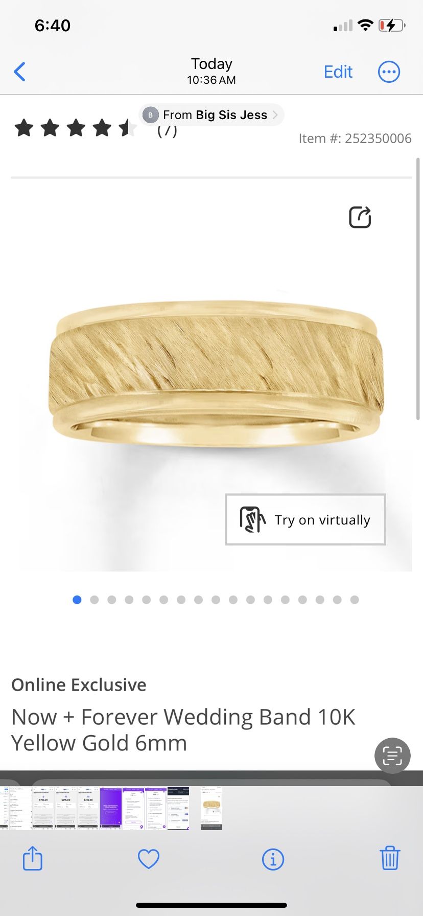 Forever+wedding Ring Band 10k Yellow Gold Size 8
