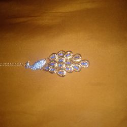 Long Gold Peacock Necklace