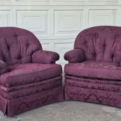 Heritage a living tradition! Two burgundy almost new chairs, perfect condition!