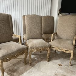 6 Big Big Dining Room Chairs With A Thick Glass Table Included  Like New!