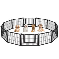 12 Panel Dog Playpen Dog Exercise Pen Cat Fence, Black