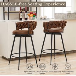 28 '' 360° Swivel Barstools Counter Bar Stools Set of 2. Brown