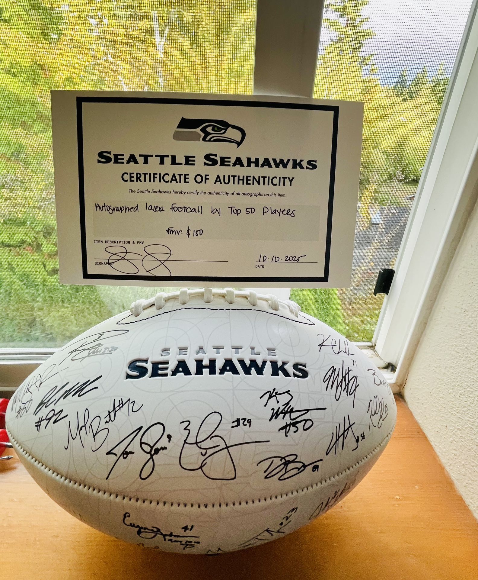 50 Seattle Seahawks Players Signed Football.