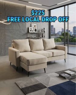 Beige FREE LOCAL DROP OFF L shape sectional couch washed and clean removable covers