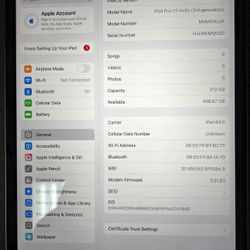IPad Pro 2021 11" M1 512Gb WIFI/cellular unlocked A2301