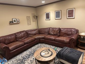 Walter E Smithe leather sectional couch