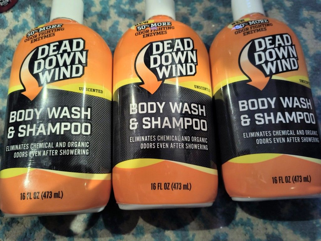 Hunting Dead Down Wind Body Wash/Shampoo, 3 Bottles New