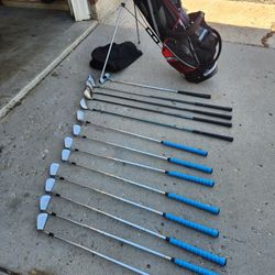 Complete 15-piece Men's Right-handed Golf Set Ben Hogan Radial Irons Titanium/Graphite Woods Four Five Hybrid And Putter ,Pitching Wedge Bag+ Cover