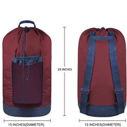 Dalykate Backpack Laundry Bag, Laundry Backpack with Shoulder Straps and Mesh Pocket Durable Nylon Backpack Clothes Hamper Bag with Drawstring Closure