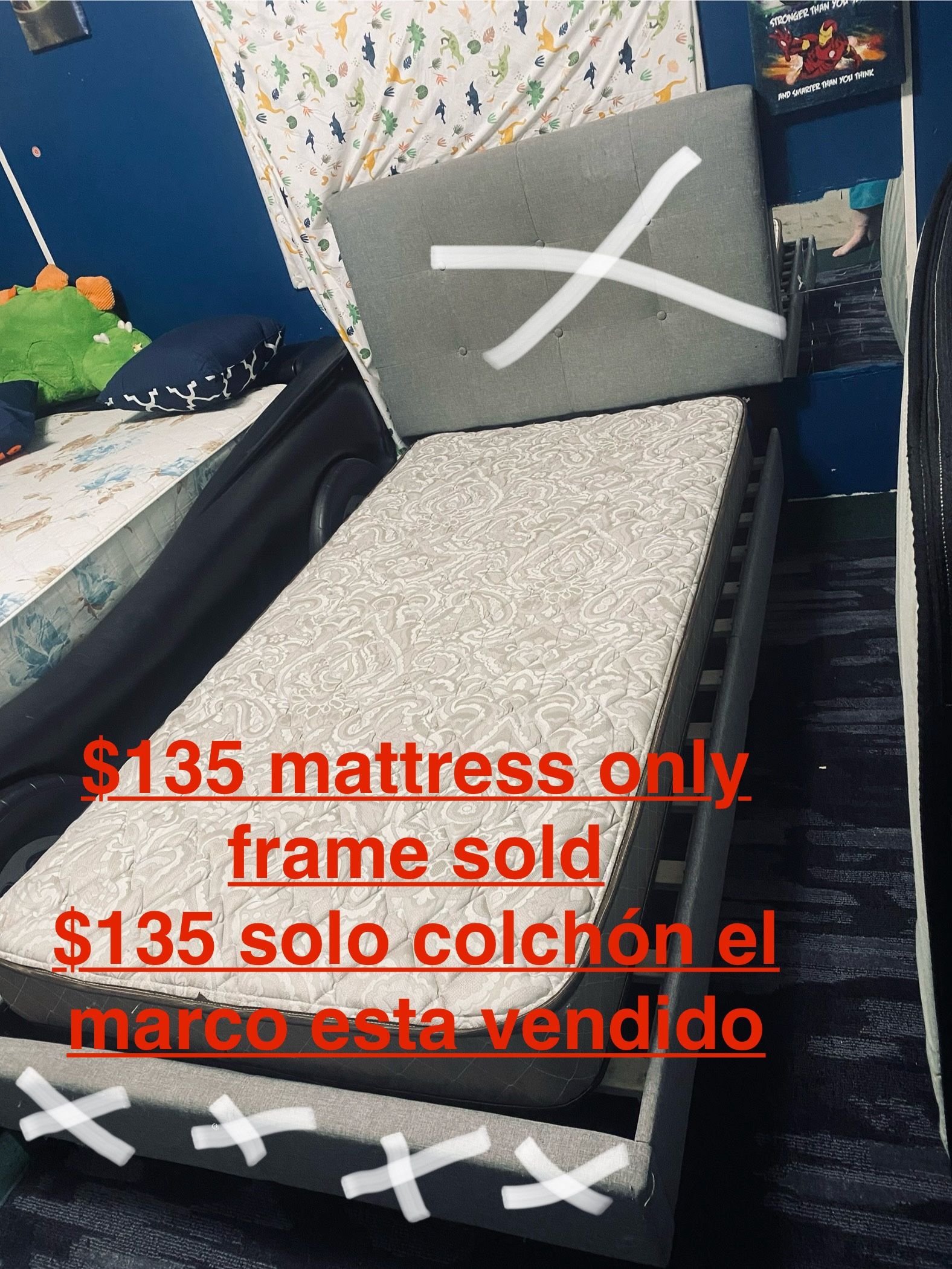 $280/$360–Twin mattresses and box springs (5 available) Metal frames are sold separately. ——(USED NOT NEW) for seriously interested people only messag