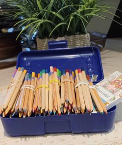 Colored  pencils with box/coloring books