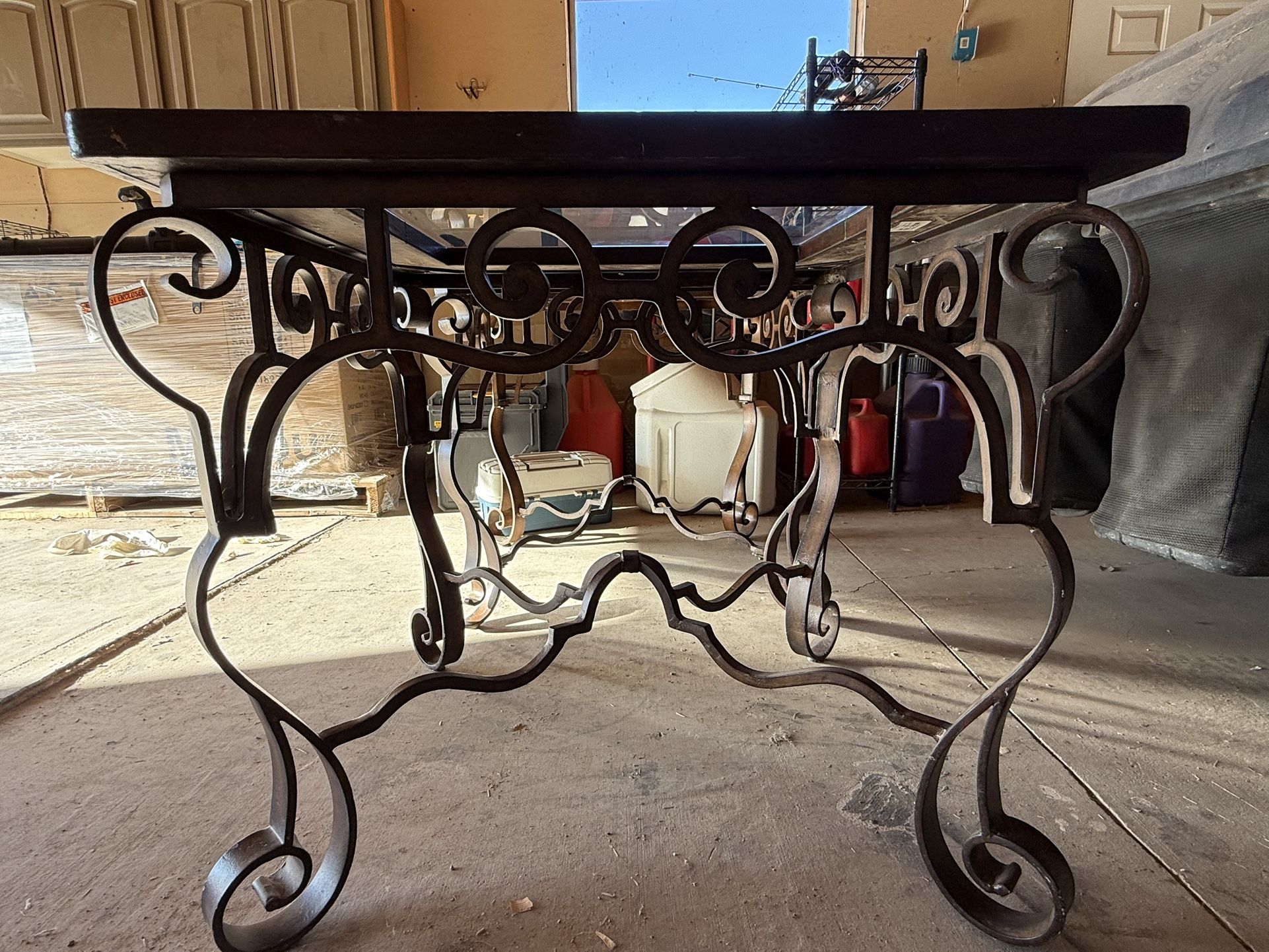 Wrought Iron Coffee Table And Side Tables (2)