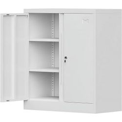 Metal Storage Cabinet, Garage Storage Cabinet with Doors and 2 Adjustable Shelves, 36" White File Cabinet, Locking Cabinet for Home,Garage,Office,Scho
