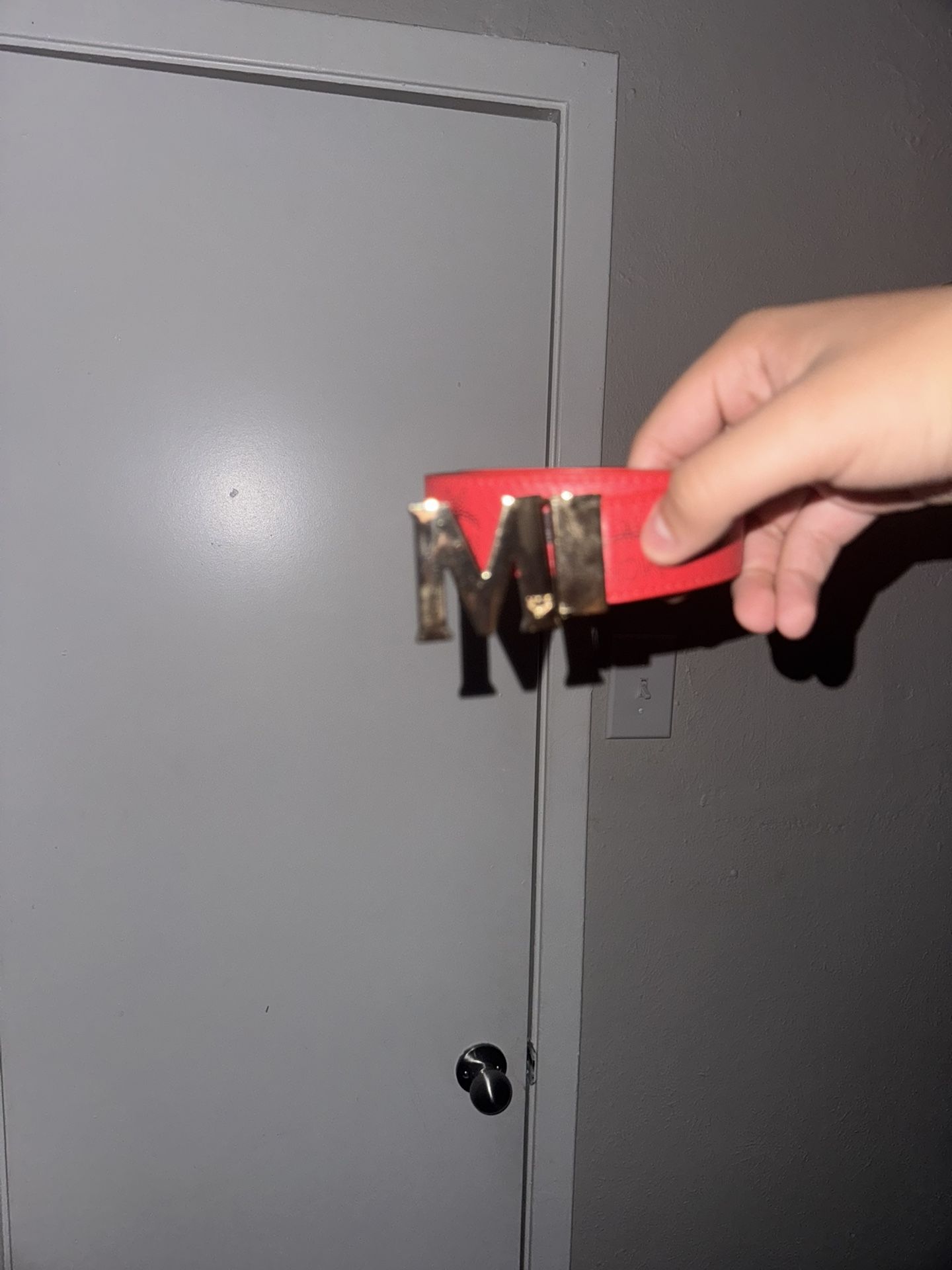 Red and Gold MCM belt