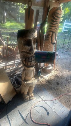 Palm wood tiki mailbox