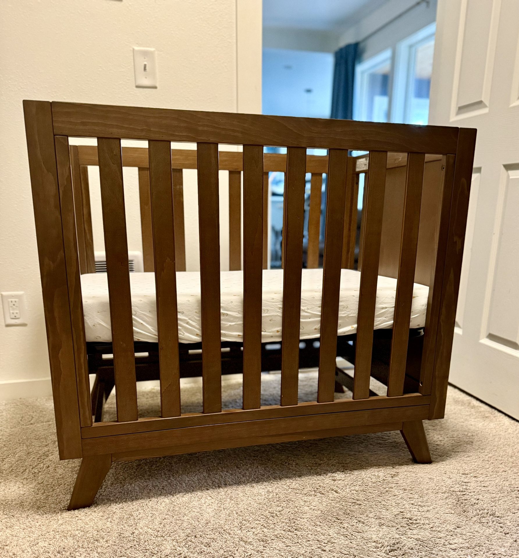 Solid Wood Mid Century Modern Crib