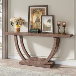 Tribesigns 63-Inch Wood Console Table with Geometric Base,