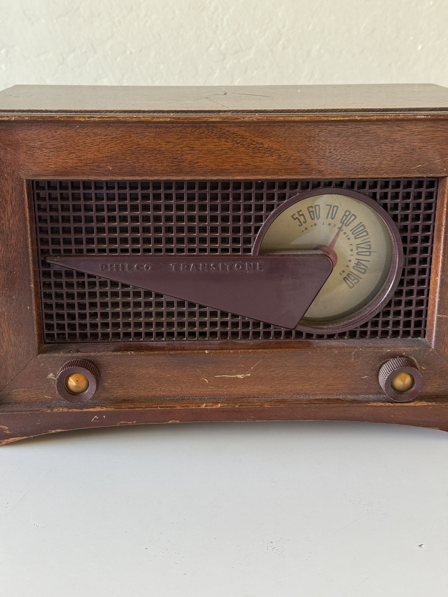 Philco Transitioned Radio Flying Wedge Post War 1959 Vtg Works Tested