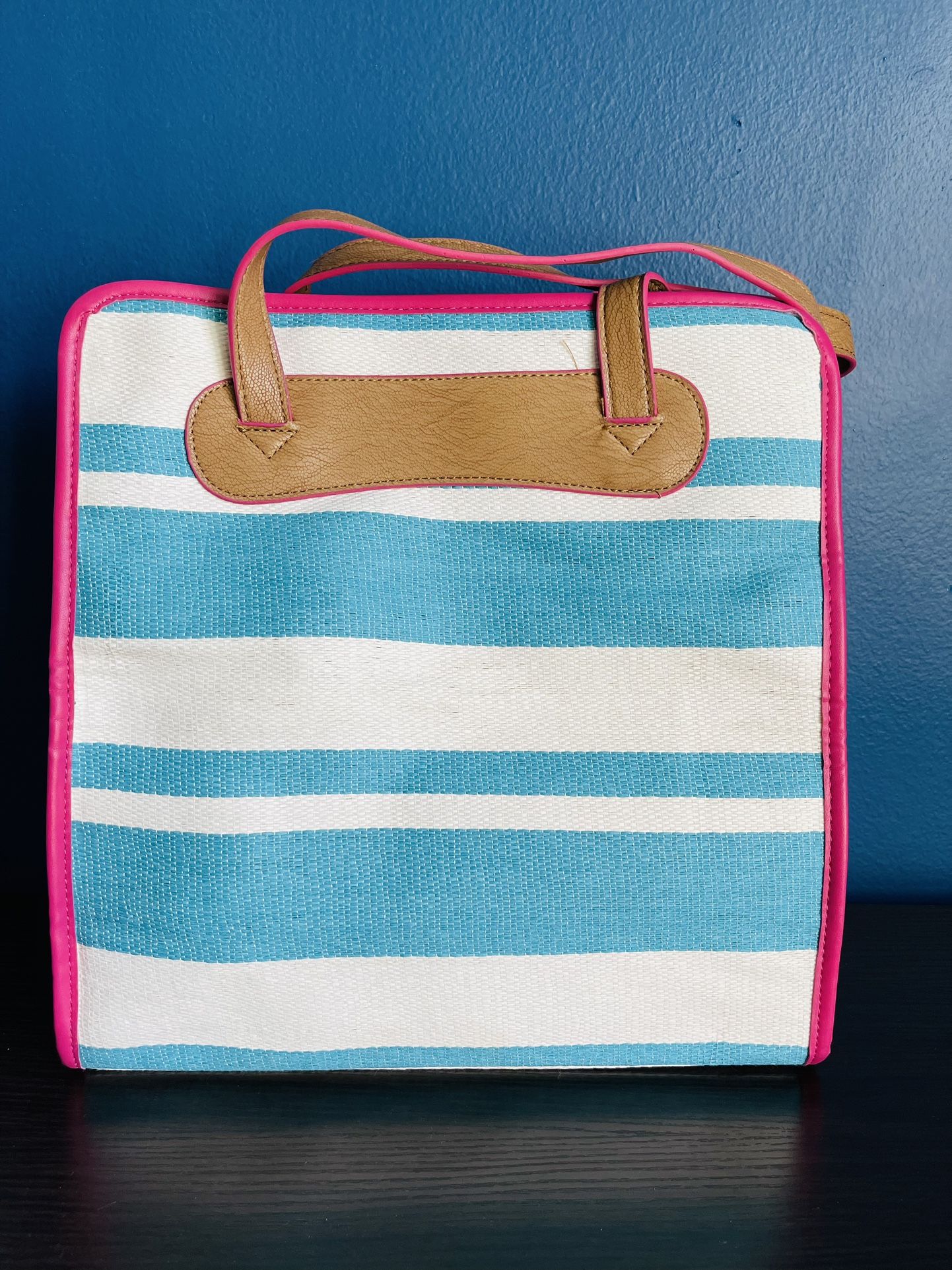 New blue and white striped large rectangular beach bag, fresh and easy to match, large capacity