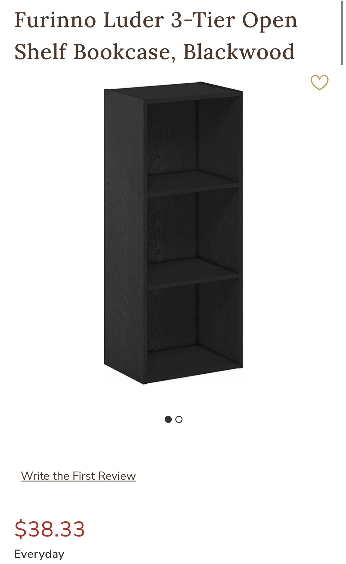 Furinno Luder 3-Tier Open Shelf Bookcase, Blackwood