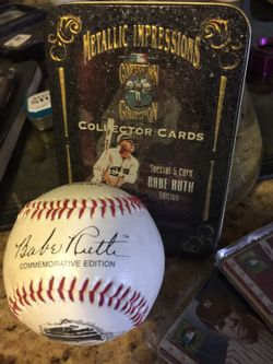 Metallic impressions Babe Ruth Edition metal cards and baseball