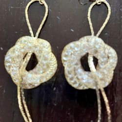 Beautiful Lovers Knot Earrings With Clear Beading Decor 