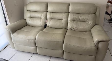 Beige Power Reclining Sofa