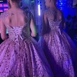 2 Gold Sequin Beaded Dresses Sizes: 8 And 10
