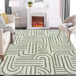 Washable 5x7 Area Rugs Soft Rainbow Non Slip Abstract Low Pile Carpet