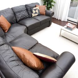 Dark Leather Adeline 3pc Sectional Sofa with Matching Ottoman