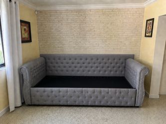 Gray Tufted Upholstered Daybed Frame – $375 OBO