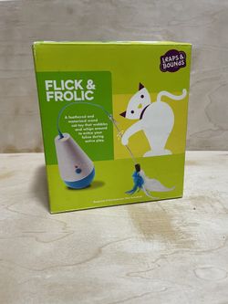 FLICK & FROLIC Automatic Cat Toy Feathered Spinning Entertainment Leaps & Bounds