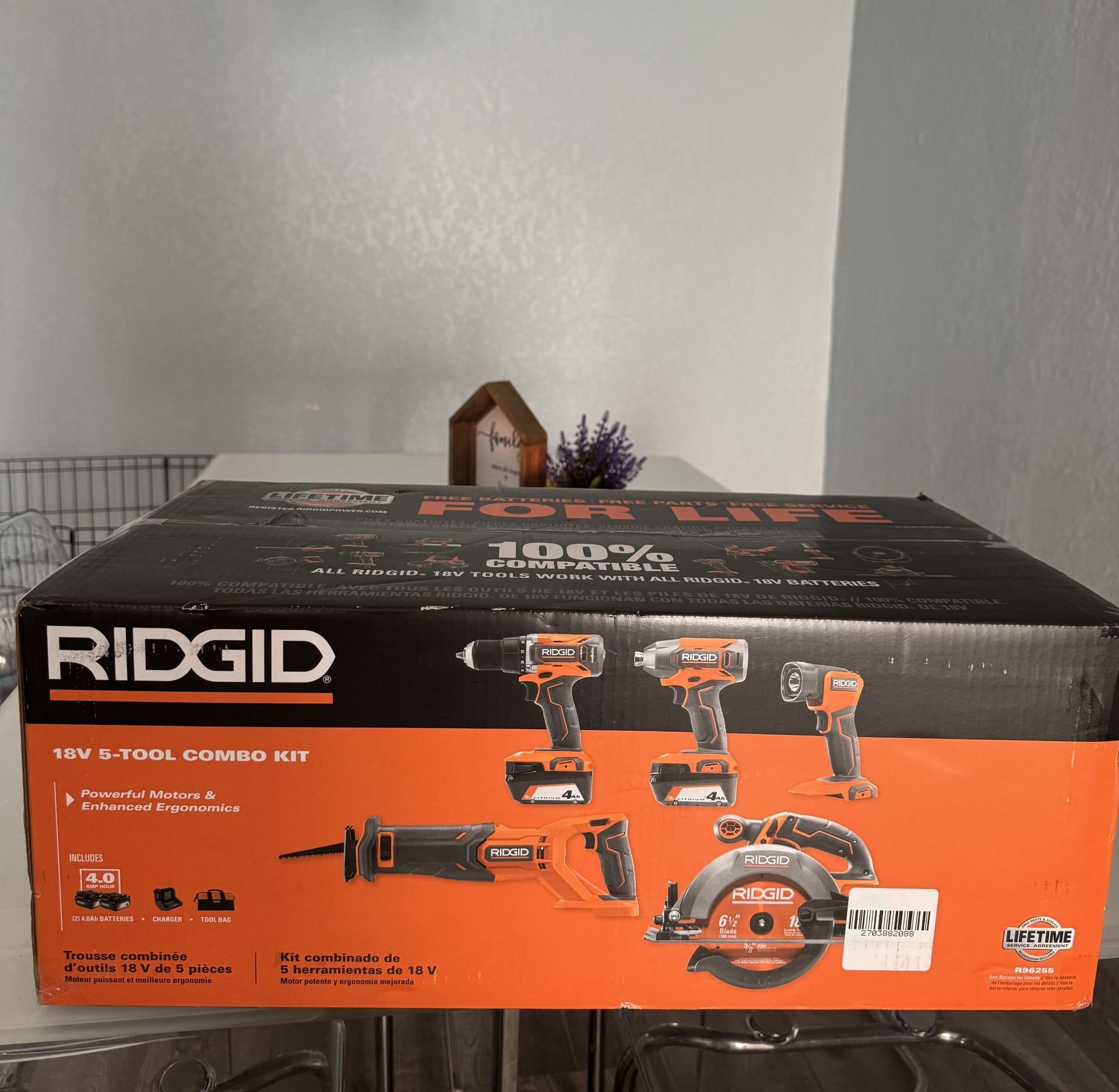 RIDGID 18V Cordless 5-Tool Power Combo Kit