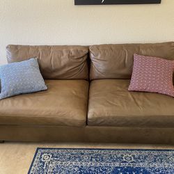 Leather Couch + Pillows 
