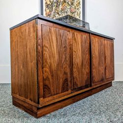 Vintage MCM Record Player Stand / Vinyl Storage Cabinet Credenza