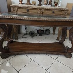 ENTRY TABLE WITH GLASS TOP 